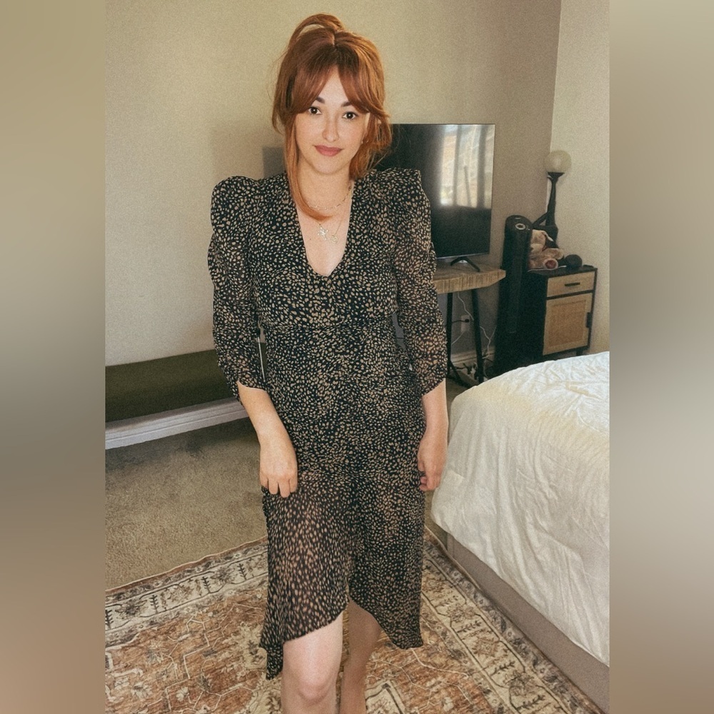 Leopard print midi dress with 80 shoulders - Picture 3 of 3